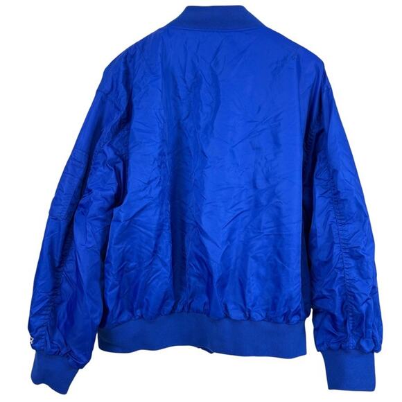 Starter Black Label Blue Full Zip Bomber Jacket 9S0-251 Lined Satin Shiny sz XL - Picture 13 of 16